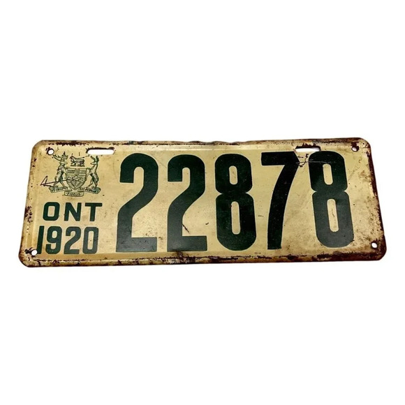 Ontario Licence Plate 1920 22878 Vintage Crest Canada Low Number - Picture 1 of 5